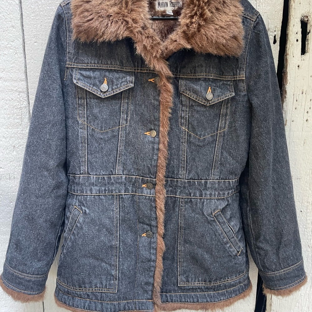 Large Faux Fur Denim Jacket